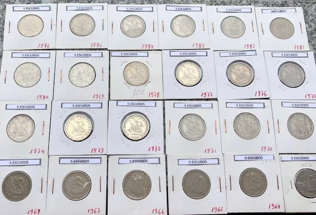 PORTUGAL Complete Colection  of 5 escudos 1963 to 1986