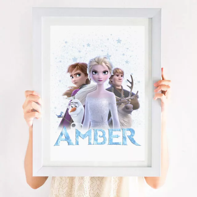 Personalised Frozen Print - Kids Bedroom Gift Wall Art Disney