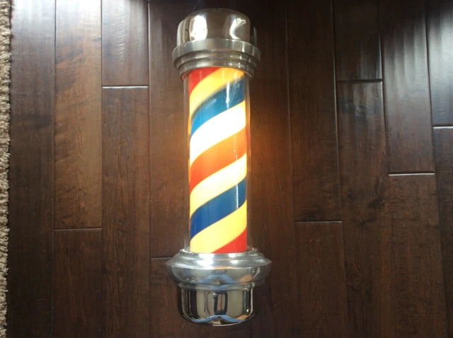 MARVY VINTAGE BARBER POLE MODEL 55 ALL NICE WORKING ORIGINAL BARBERSHOP SIGN 50s
