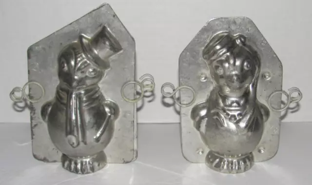 Pair of Matfer French Male  & Female Penguin Tin Metal  Chocolate Molds