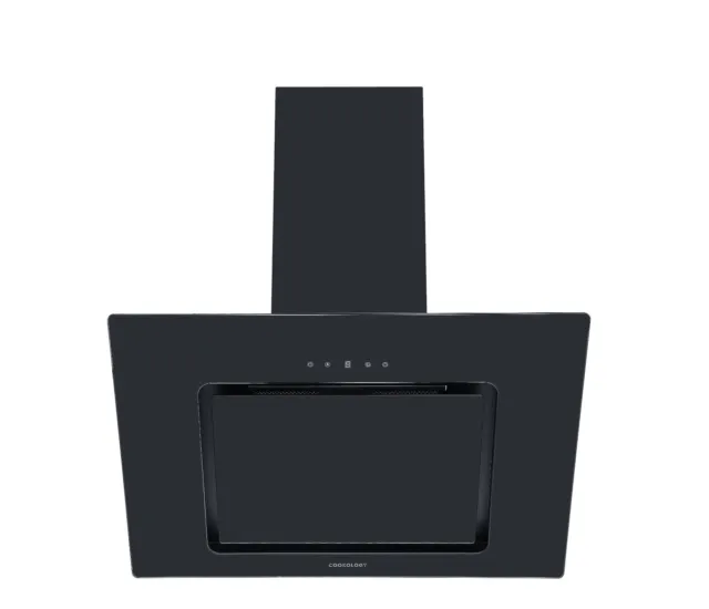 70cm Black Angled Glass A++ Chimney Cooker Hood Cookology VER705BK Touch Control