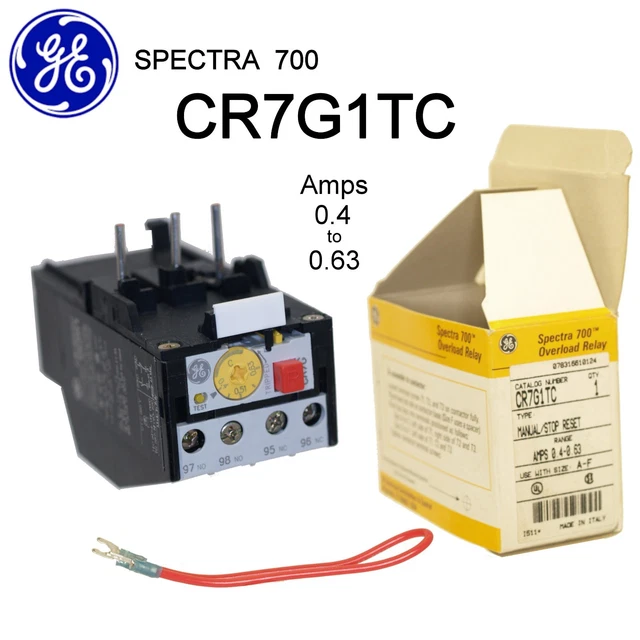 GE SPECTRA 700 Overload Relay CR7G1TC 0.4 to 0.63 Amps Manual Stop