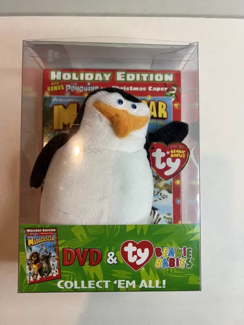 Madagascar DVD and TY Beanie Baby Holiday Edition Set (NEW)