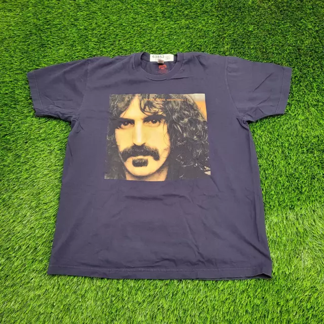 Frank-Zappa Apostrophe Rock Shirt L-Short 22x26 Blue Classic Big-Face Portrait