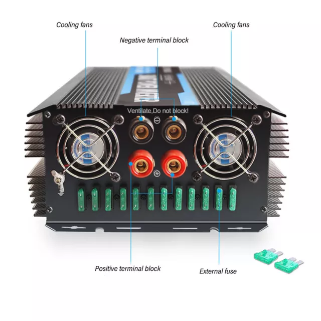 DC12V Zu AC220V 6000W Reiner Sinuswellen-Wechselrichter Auto-Stromrichter