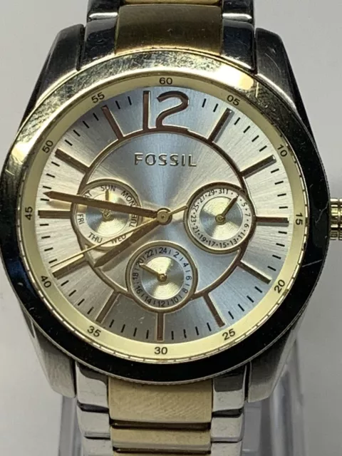 FOSSIL Brenna Womens Watch 40 mm BQ-1555 Stainless Gold/Silver Tone 6.5 in 2