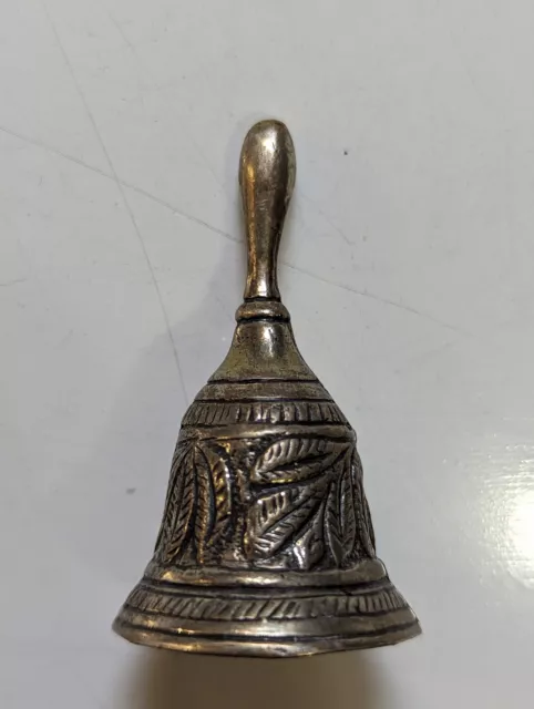 Vintage Italian Bell Handmade Genuine Silver RARE Plant Decorated Small Figurine
