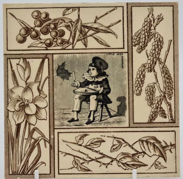 Victorian Aesthetic Movement Nursery Rhyme and Four Seasons Tile AE6