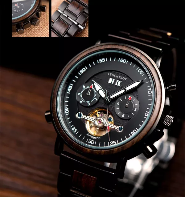 GT-Series Premium Ebenholz Automatik Herren-Uhr Mechanische Armbanduhr Jet Age 3