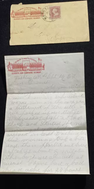 1861 Civil War Era Postal Letter With Cover From 11Th Nh Regiment