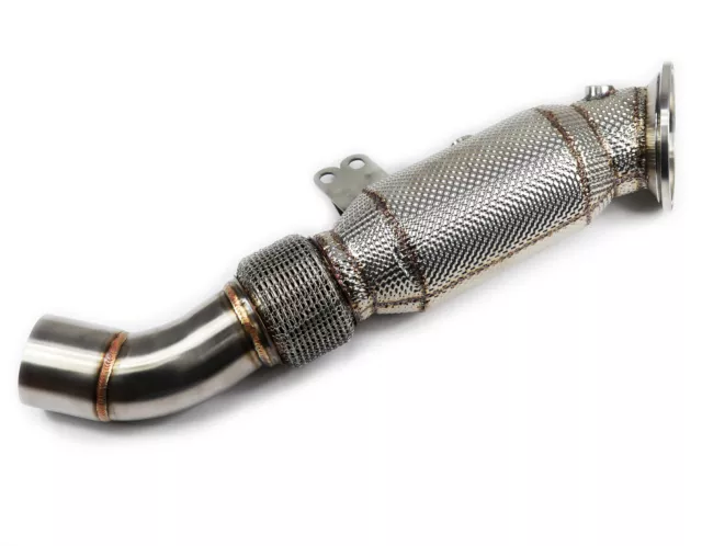 High-Quality Edelstahl Downpipe 76mm + Hitzeschutz + Sportkat für BMW 4er 440i