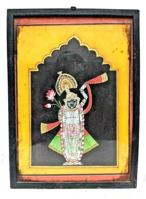 Altes Vintage-Handpapier, wunderschönes feines Gemälde „Gott Shrinath Ji“...