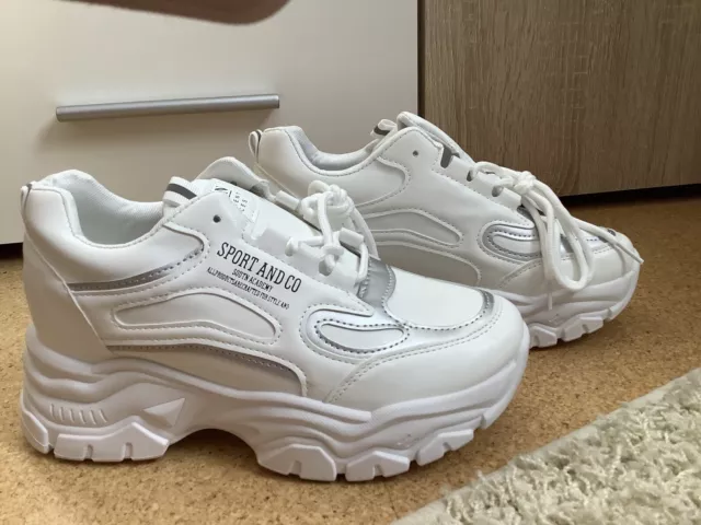 Damen Schuhe Sneaker weiß, Silber Gr. 37 *neu*