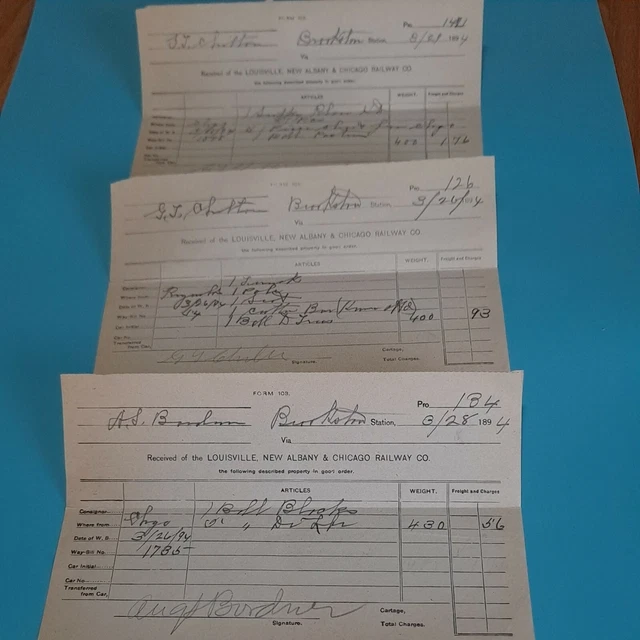 Louisville,  New Albany & Chicago Railway Receipts 1894 T8