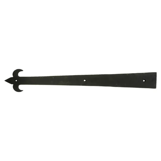 Dummy Strap Hinge Black Iron with Fleur De Lis Style Tip Door Hardware 18 Inch