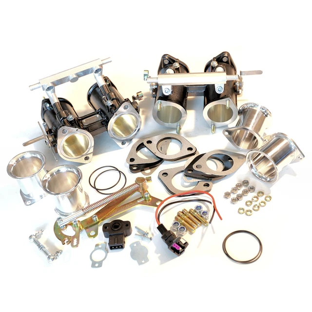 THROTTLE BODIES INJECTION x2 set 45mm TPS linkage DCOE/DHLA er