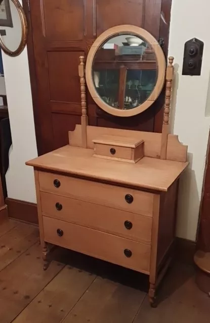 Antique Art Nouveau Oak Dressing Table Chest Drawers DELIVERY POSSIBLE