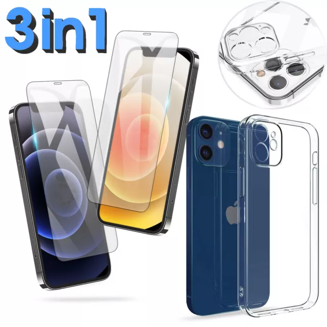 Hülle für iPhone 14 13 12 11 7 Pro Max Kameraschutz Hülle 2x Panzerfolie 9H Glas