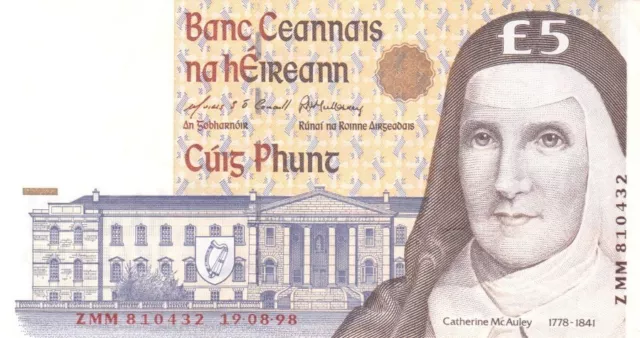 #Ireland Republic 5 Pounds 1998 P-75 XF Sister Catherine McAuley