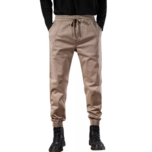 Men Chino Cargo Tapered Pants Twill Track Jogging Joggers Trousers Outdoor
