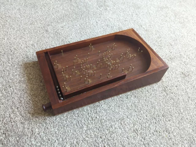 Bagatelle Table Top Wooden Pinball Retro Game with 5 X Steel Balls - 35cm x 20cm