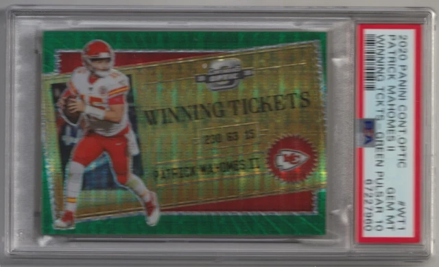 Patrick Mahomes 2020 Contenders Optic Winning Ticket Green Pulsar #/27 - PSA 10