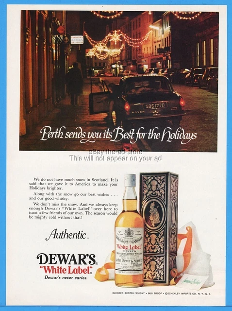 1974 Dewars White Label Whisky Perth Sends You Its Best For The HOLIDAYS Pic Ad