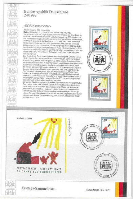 Bund 1999: Mi. Nr. 2062:  ETB 24/1999: 50 Jahre SOS-Kinderdörfer