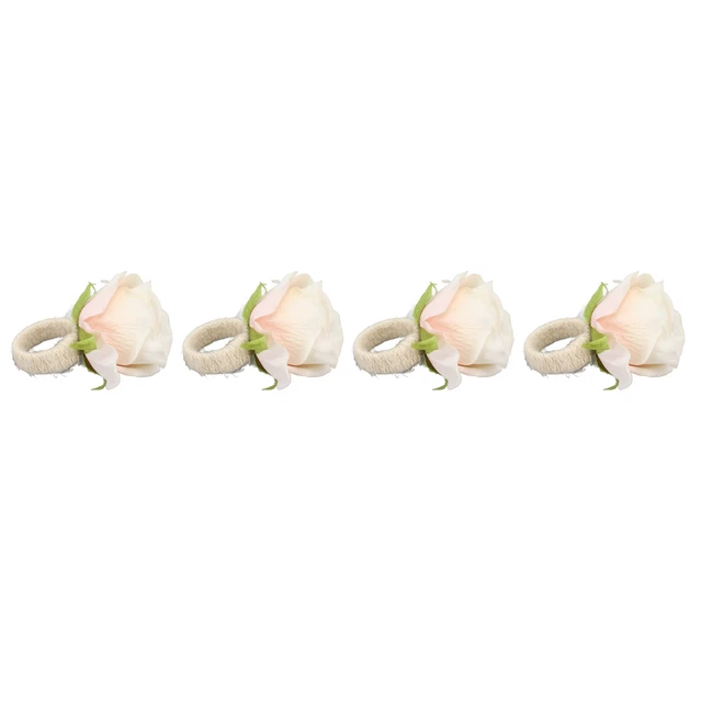 (Champagne) AUHX Anello tovagliolo fiori plastica 4 pezzi design vite anello supporto tovagliolo