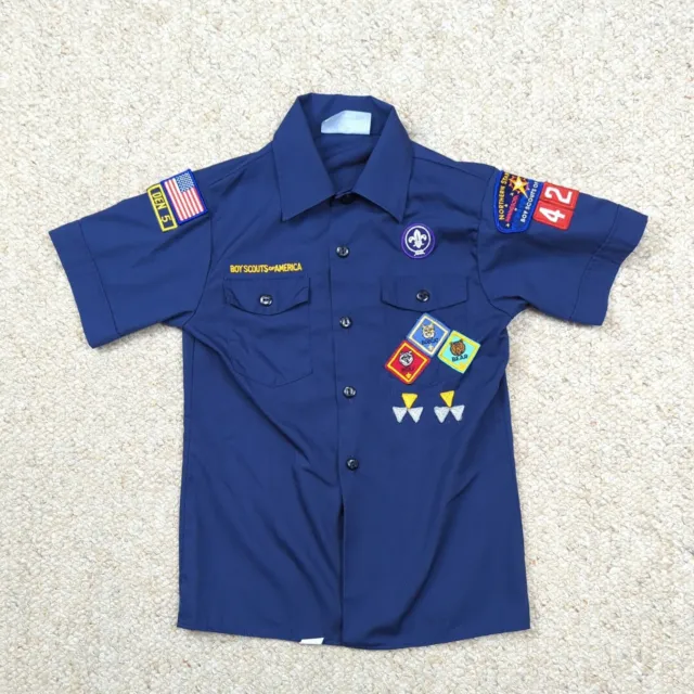 BSA Boy Scouts Of America Uniform Shirt Youth Medium Blue Short Sleeve Cub