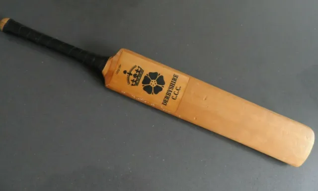 Signed Miniature Cricket  Bat  Derbyshire 18 " long