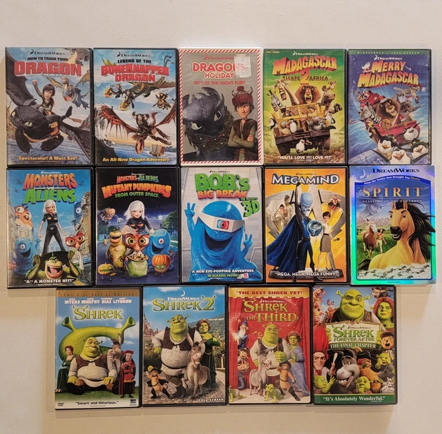 Shrek 1-4/Madagascar 2/Monster Vs. Aliens/How To Train... DVD DREAMWORKS LOT 14