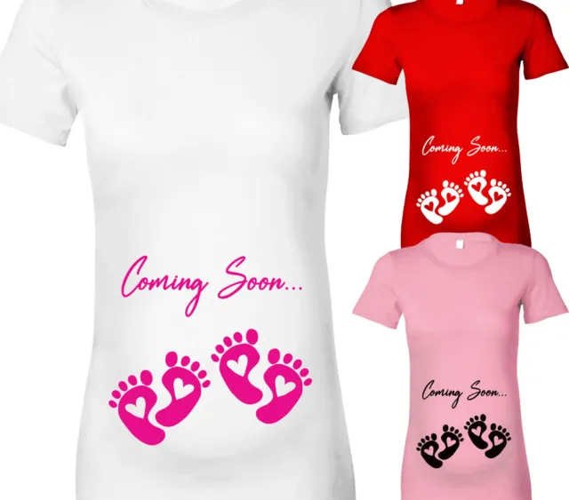 Twins Coming Soon Maternity T-Shirt Womens Pregnancy Tshirt Baby Shower Gift