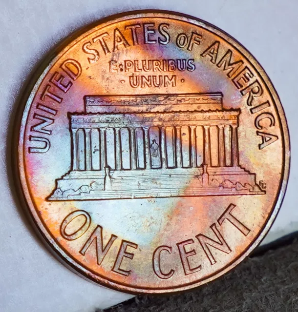 1960 Lincoln Cent Stunning Purple and Teal Blue Toned BU Memorial Penny Coin