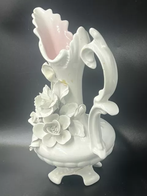 Vintage Capodimonte 'Made in Italy for GH Mcdonald' White Jug Vase, & Planter 3