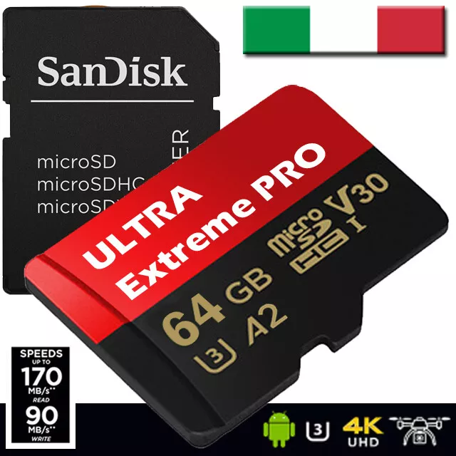 64GB MicroSD Scheda Memoria Kingston Samsung Ultra Sandisk Micro SD 64 GB