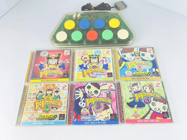 PS1 Pop'n Music 1 2 3 4 5 6 Lot Controller Append Disc Sony Konami Game Japan