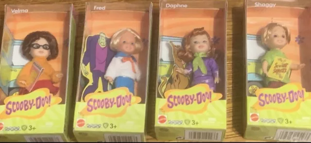 Scooby Doo Kelly & Tommy dolls set of 4: Velma, Daphne, Fred & Shaggy NRFB 2003