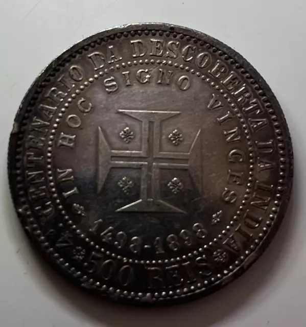 PORTUGAL Silver 500 Reis 1898 Discovery of India