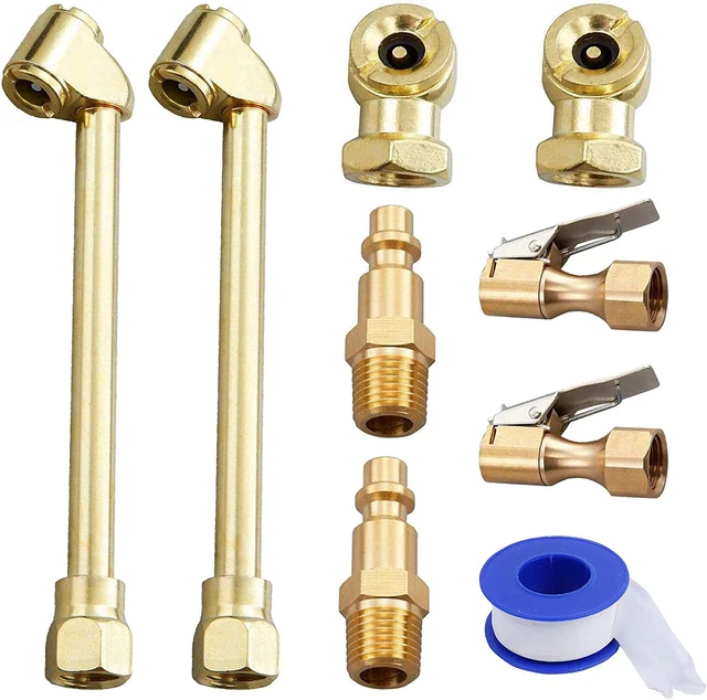 9PCS Heavy Duty Brass Air Chuck Set,Dual Head Air Chuck,1/4 Female NPT Closed Ba