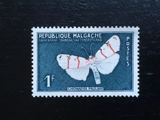 MADAGASCAR REPUBLIC MALAGASY 1960 BUTTERFLIES 1F Chlonaema pauliani - MINT