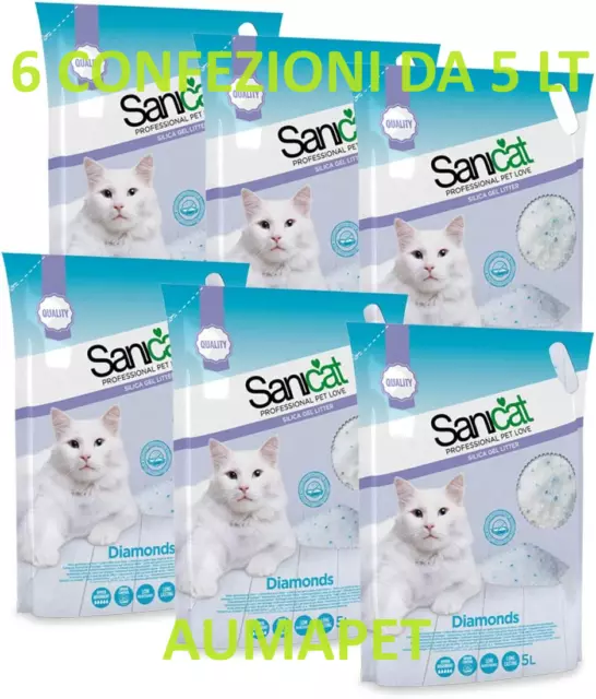 Lettiera Per Gatti In Silicio Sabbia Gatto In Cristalli 6 Conf. Da 5 Lt Sanicat