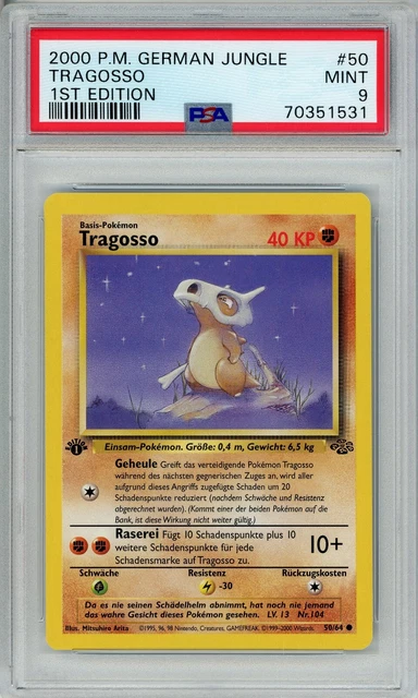 2000 Pokemon German Jungle Tragosso 1st Edition #50/64 MINT PSA 9