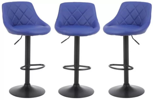 BLUE Bar Stools Chairs , set of 3, Breakfast Chairs Swivel Gas Lift