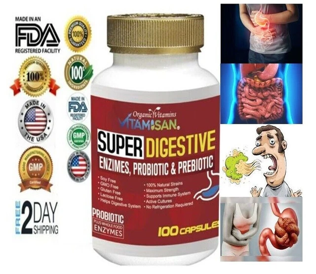 Natural Herbal Probiotics Balance Digestive Intestinal Colon Clean Herbal Vegan