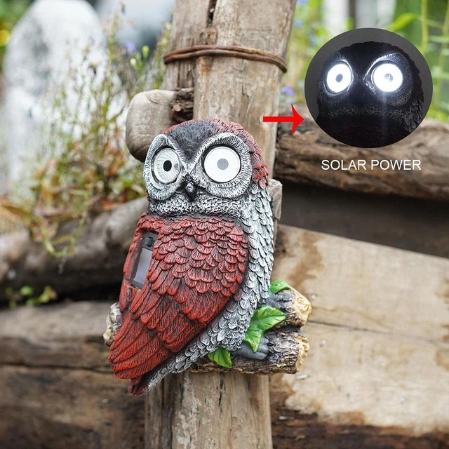 SOLAR POWERED LIGHT Animal Statue with Glowing Eyes Garden Sculpture