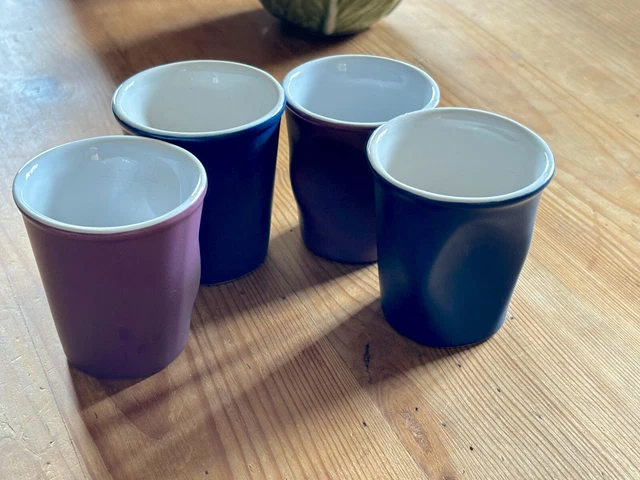 Lot De 6 Gobelets/tasses Froissées Revol France - Porcelaine, 18 Cl, Plusieurs Couleurs