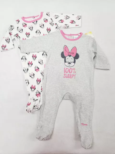 Lot de 2 pyjamas bébé taille 3 mois coton MINNIE blanc gris rose disney baby