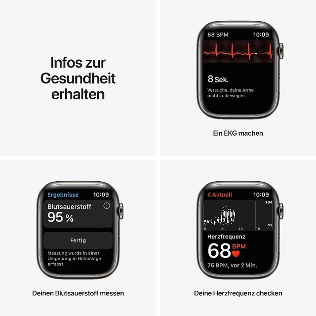 Apple Watch Series 7 GPS Cellular 41mm Edelstahl A2476 Sportarmband alle Farben