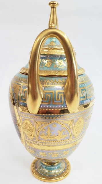 ANTIKE DEUTSCHE 19. Jh. handbemalt ROYAL VIENNA PORZELLAN Urne VASE signiert WAGNER 7